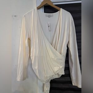 LOFT White Long Sleeve Bodysuit